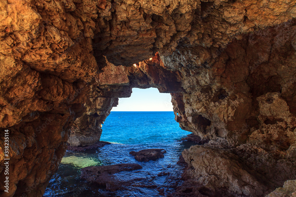 Tropical cave with beautiful sea view