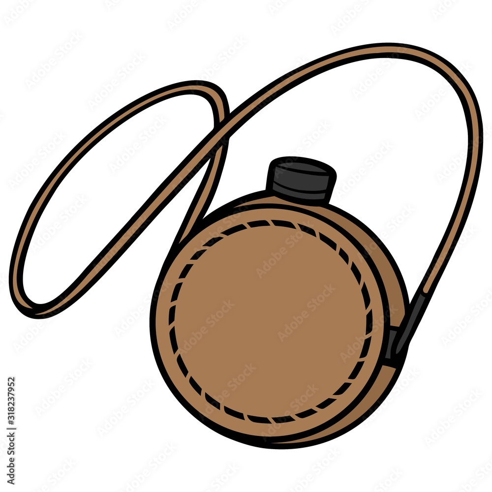 Water Canteen A cartoon illustration of a Water Canteen. Stock Vector