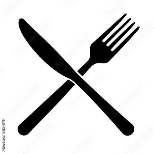 Fork and knife icon isolated on white background. Trendy tool design style