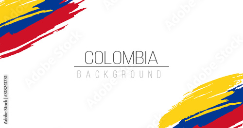Colombia flag brush style background with stripes. Stock vector illustration isolated on white background.