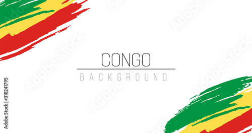 Congo flag brush style background with stripes. Stock vector illustration isolated on white background.