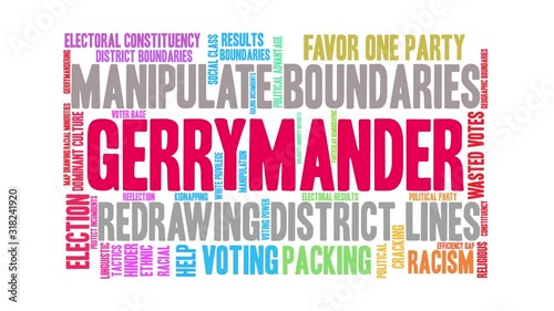 Gerrymander Animated Word Cloud on a white background.  photo