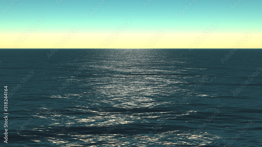 Fototapeta premium clear sea, blue sky horizon, 3d rendering