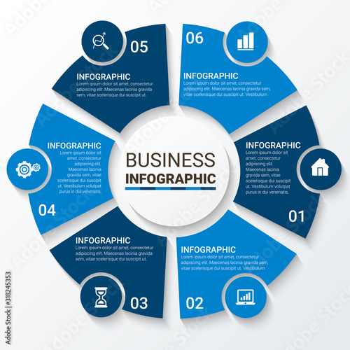 Vector infographic template, integrated circles. Business concept with options. For content, diagram, flowchart, steps, parts, timeline infographics, workflow, chart.