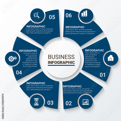 Vector infographic template, integrated circles. Business concept with options. For content, diagram, flowchart, steps, parts, timeline infographics, workflow, chart.