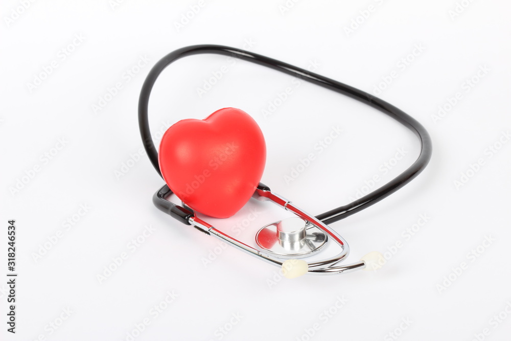 Stethoscope and heart isolated on white Stethoscope and heart isolated on white