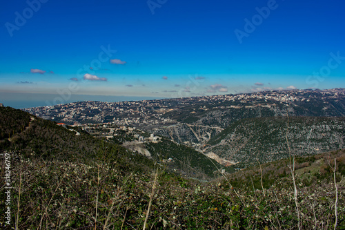 Mediterranean sea viewed from the Lebanon mountains