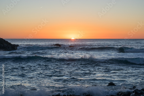 nature poster. Sunset in the ocean