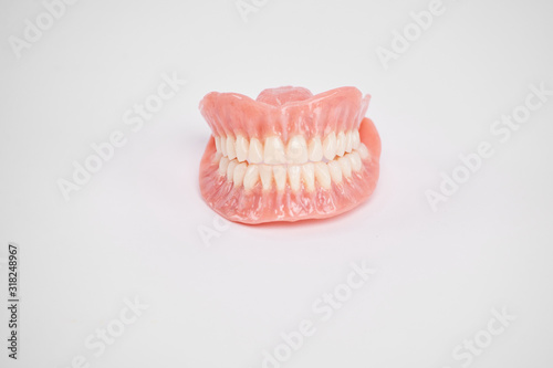 Dentures. Full removable denture. Isolate on white background