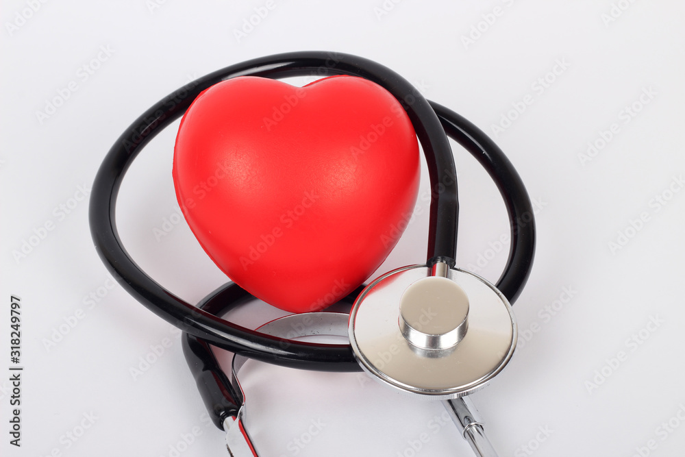 Stethoscope and heart isolated on white Stethoscope and heart isolated on white
