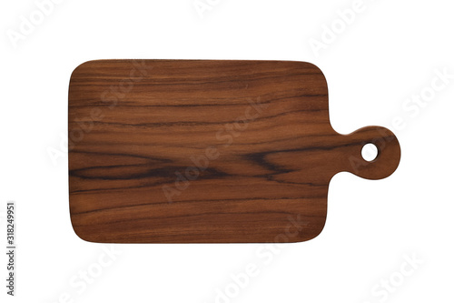 High angle view, Wood cutting board on white background.