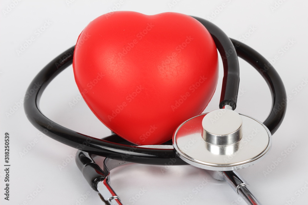 Stethoscope and heart isolated on white Stethoscope and heart isolated on white