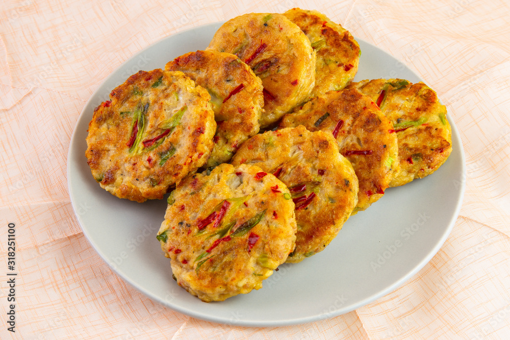 Mung-bean pancake which is called Bindaetteok Mung-bean pancake which is called Bindaetteok