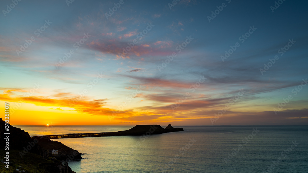 Worms Head on Gower at Sunset