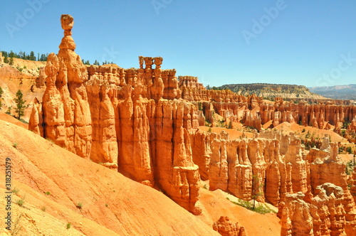 Spire-shape rock formation at Bryce Canyon National Park in Southern Utah, U.S.A