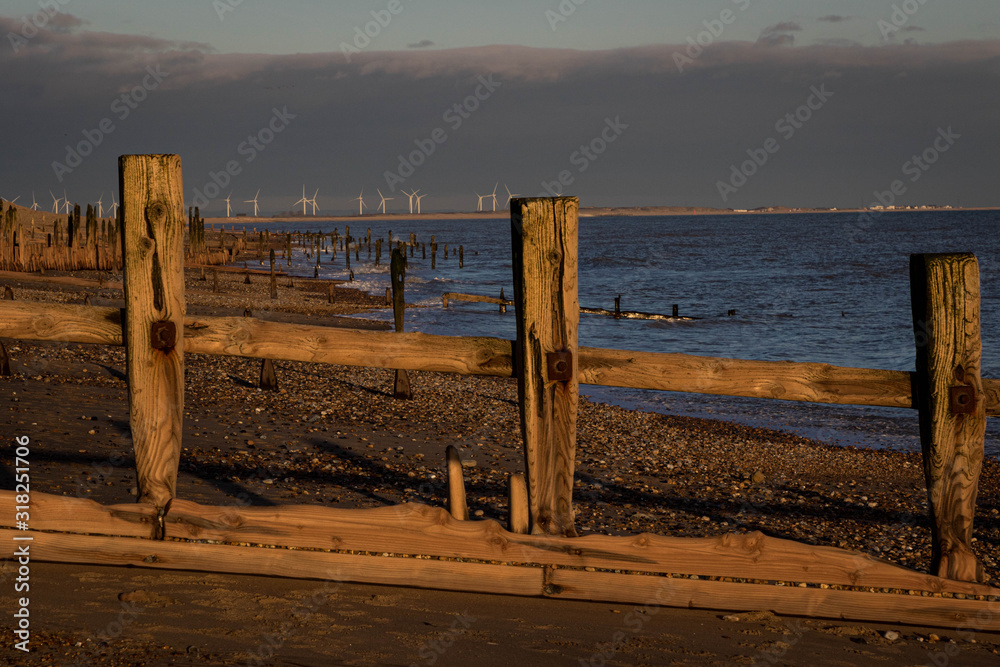 Groynes on Winchelsea Beach, East Sussex, England