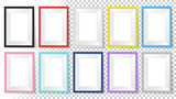 Frames set. Templates for your design. Realistic mock up vector collection. Isolated colorful photo framing for drawing, painting, business presentations, quotes or photos.