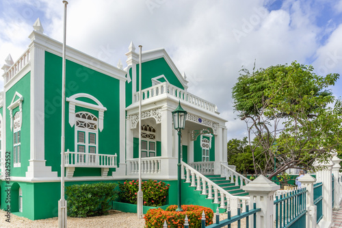 Colorful Exterior of Government Buildings in Downtown Oranjestad in Aruba photo