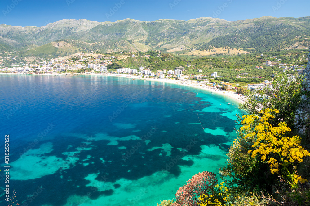 amazing view on azure bay in Himare in Albania