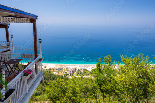 view on beautiful beach on albanian coast in Dhermi  Albania