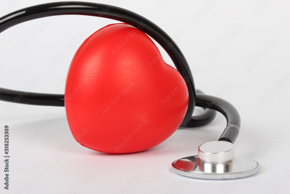 Stethoscope and heart isolated on white Stethoscope and heart isolated on white