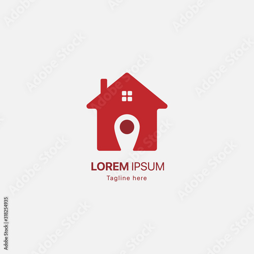 Real estate logo design concept. house with map marker logo.