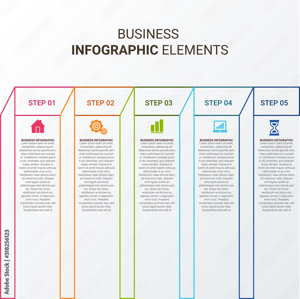 Thin line minimal Infographic design template with icons and options or ...