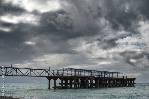 Old pier at sea and nature seascape