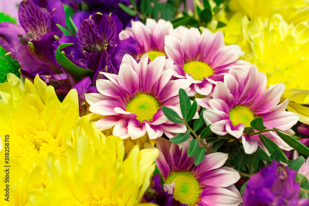 Beautiful bunch of flowers. Summer background. 8 March Women's Day concept.