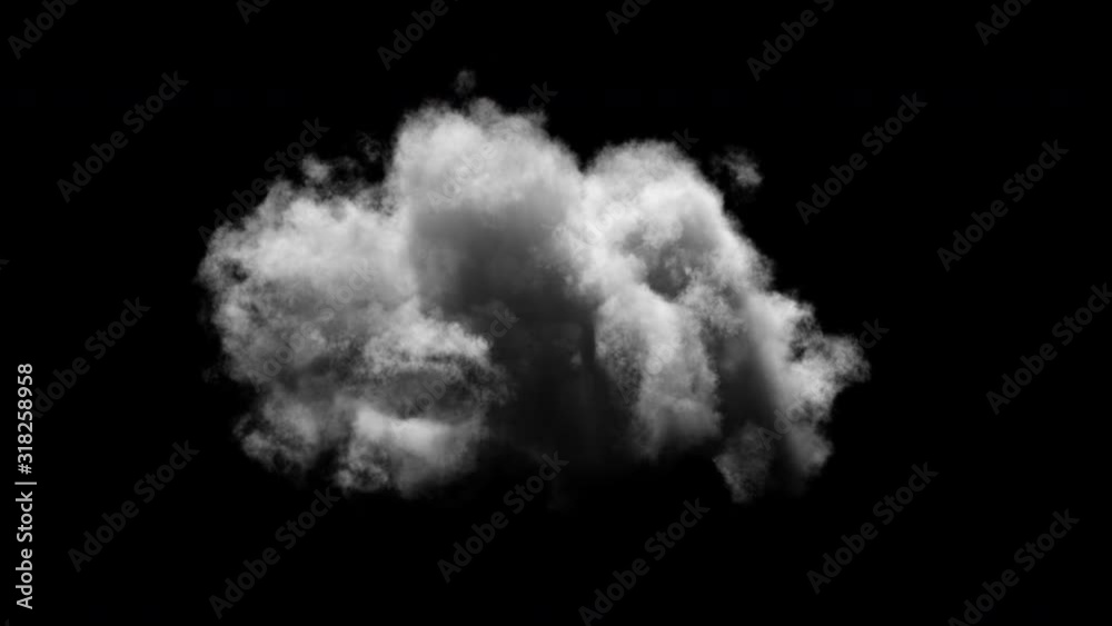 White cloud shapes isolated over black background, 3D rendering design cloud elements high resolution illustration