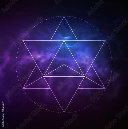 Mystical sacred geometry vector symbol Merkaba. Spirituality, harmony concept