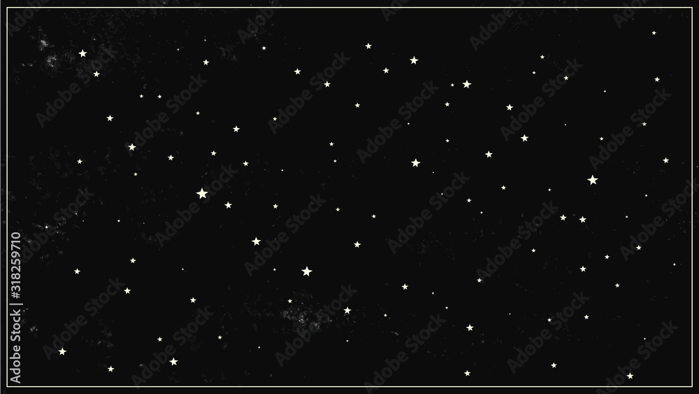 Abstract black background with stars for your design. Vector starry night sky. Space backdrop.