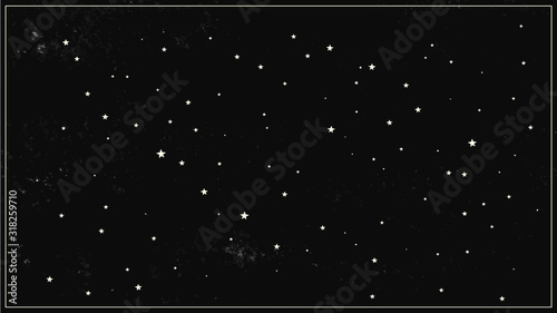 Abstract black background with stars for your design. Vector starry night sky. Space backdrop.