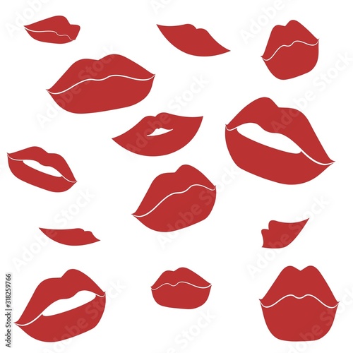 white background with red lips