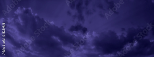 Dark blue night sky with clouds background. Realistic Vector Wallpaper.