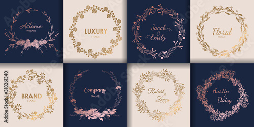 Wedding monograms and floral border, Design for invitations.