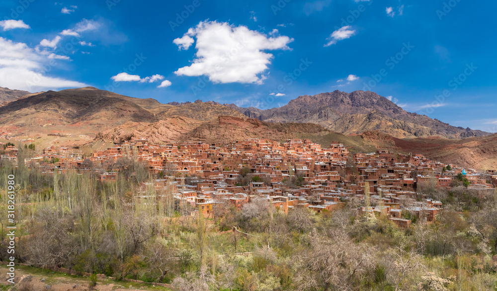 The small mountain village of Abyaneh in the mountains of Iran.