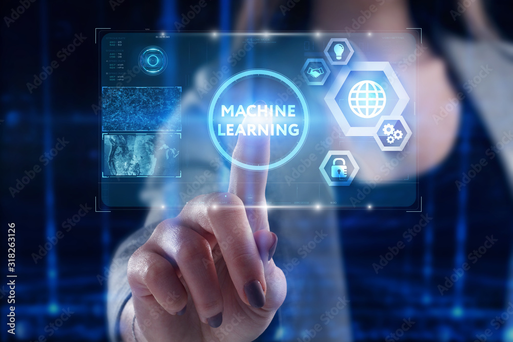 Business, Technology, Internet and network concept. Young businessman working on a virtual screen of the future and sees the inscription: Business, Technology, Internet and network concept. Young businessman working on a virtual screen of the future and sees the inscription: