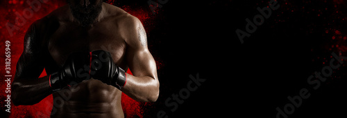 Martial arts fighter (MMA). Sports banner photo