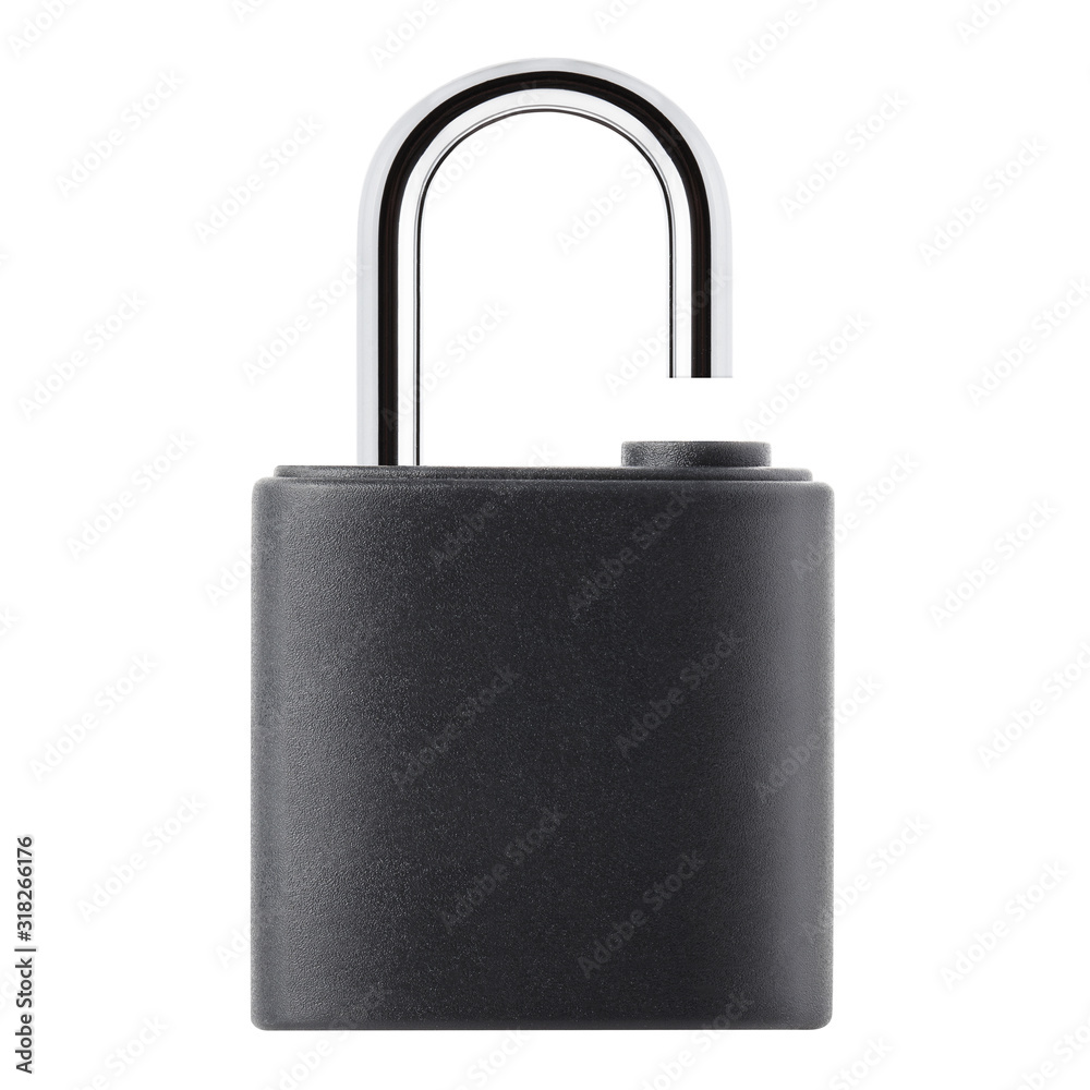 Fototapeta premium Open gray padlock, isolated on white