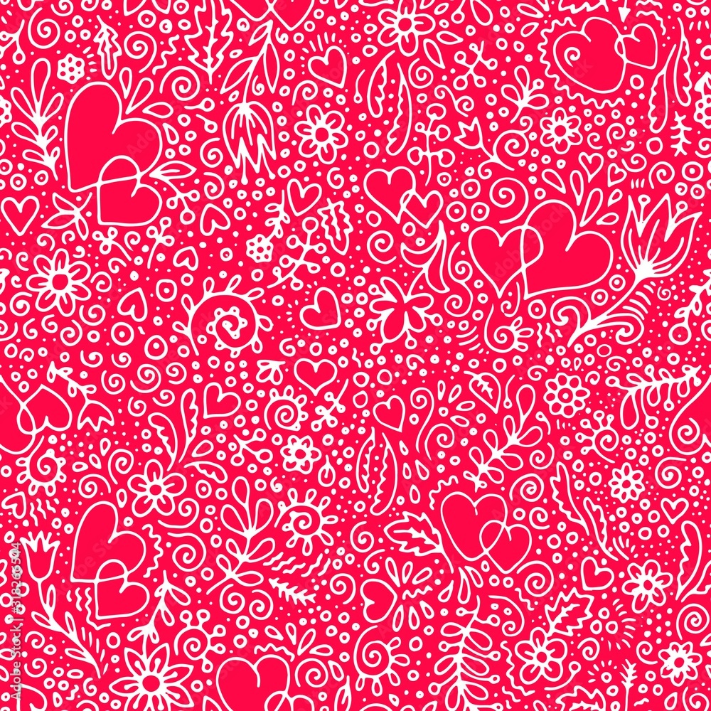 seamless pattern with hearts and flowers seamless pattern with hearts and flowers