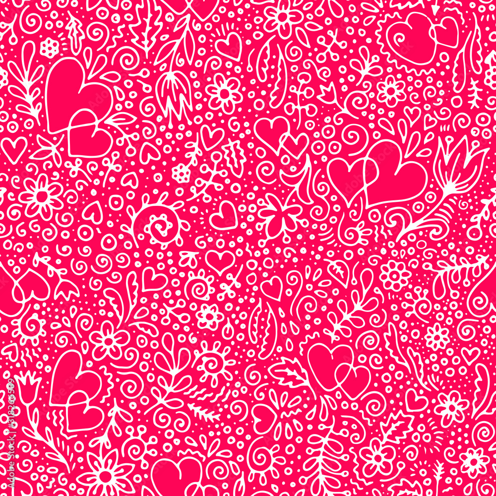 seamless pattern with hearts and flowers seamless pattern with hearts and flowers
