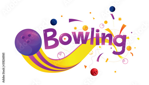 Bowling  sports banner or poster design. Vector abstract colored sports background.