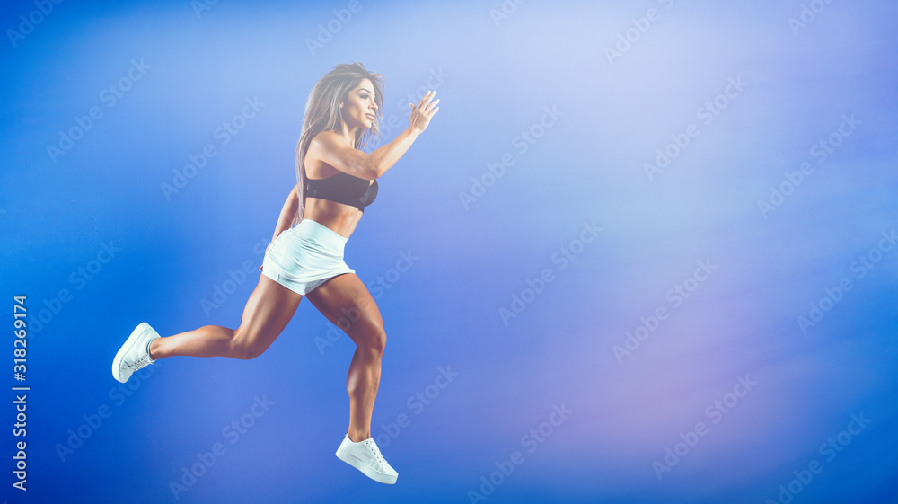 Beautiful Fit Sporty Women Jump In The Air Beautiful Fit Sporty Women Jump In The Air