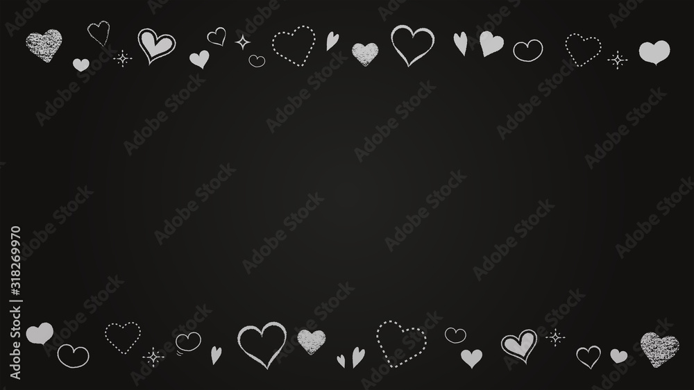 黒板風ハートフレーム 長方形 16 9 背景黒 Stock Vector Adobe Stock
