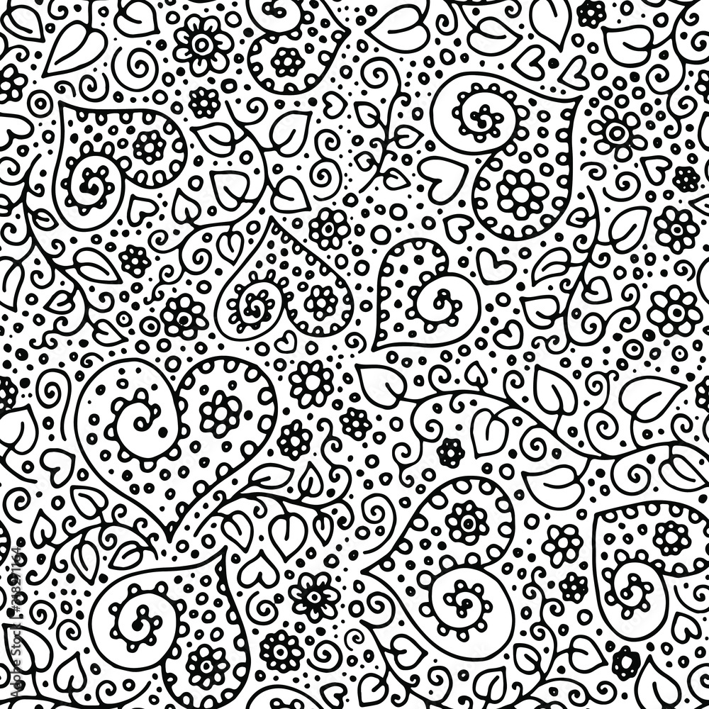 seamless pattern with flowers and hearts seamless pattern with flowers and hearts