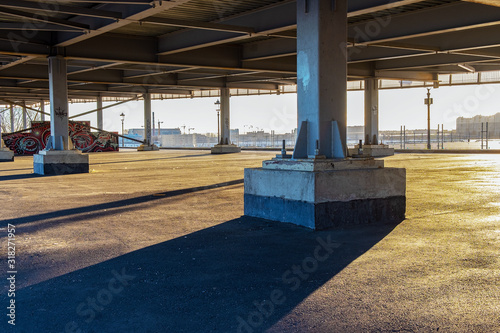 Принти на полотні Bearing support of the bridge, the system of fastening and strengthening of the supports