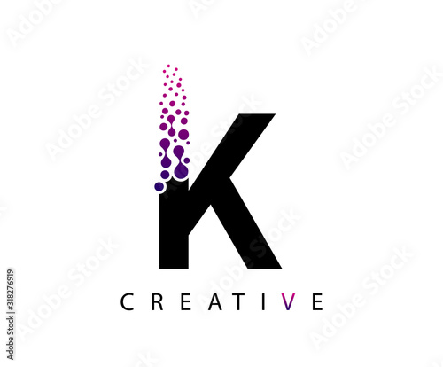 Abstract K Letter , Molecules K technology logo design.