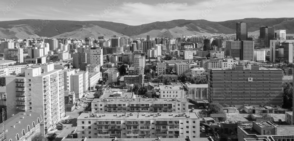 Aerial view of Ulaanbaatar, the capital of Mongolia, circa June 2019 Aerial view of Ulaanbaatar, the capital of Mongolia, circa June 2019