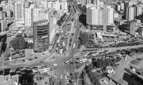 Aerial view of Ulaanbaatar, the capital of Mongolia, circa June 2019